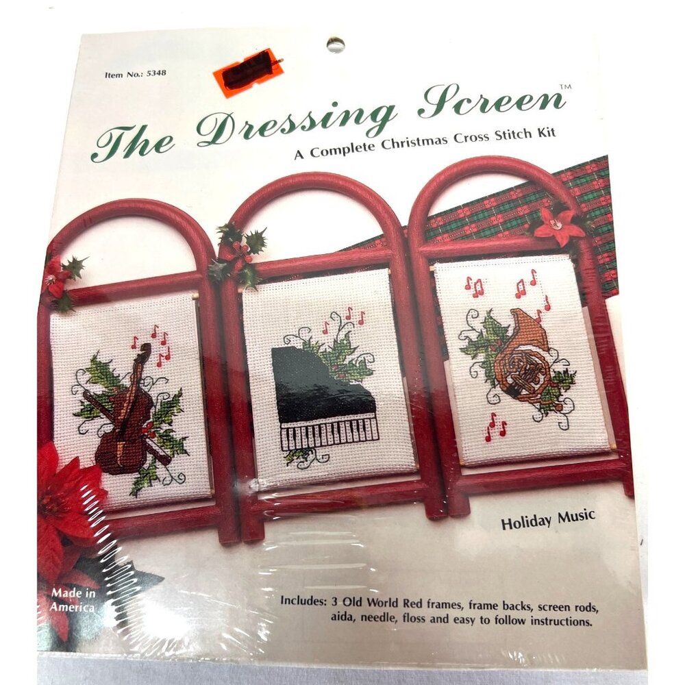 The Dressing Screen Complete Christmas Cross Stitch Kit Holiday Music Theme